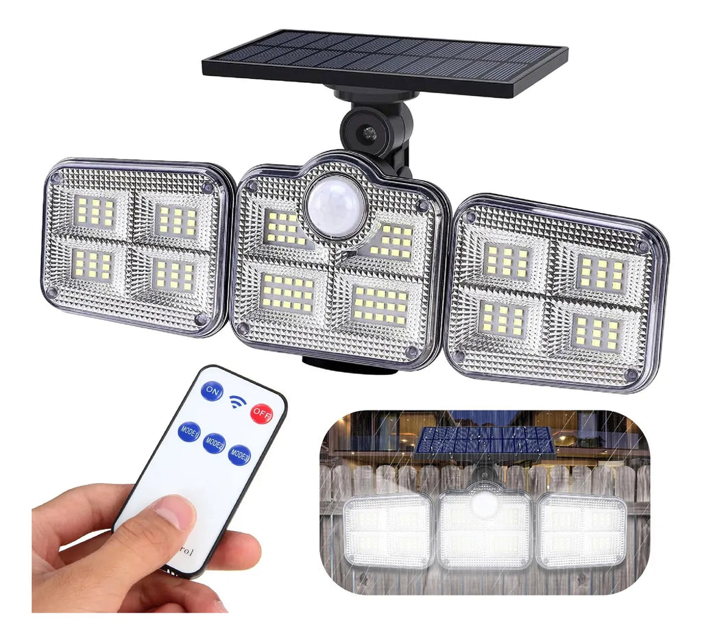 Projecteur Solaire de Sécurité à 3 Têtes