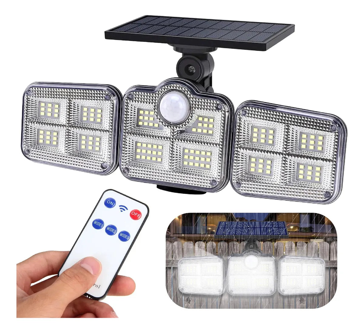 Projecteur Solaire de Sécurité à 3 Têtes