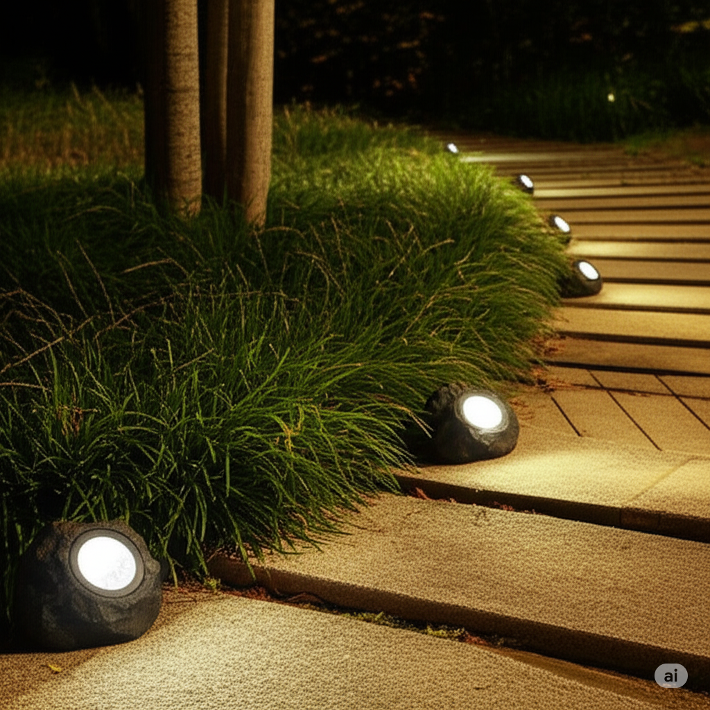 Lumière Solaire Extérieure Effet Roche - Éclairage de Jardin Discret et Économique